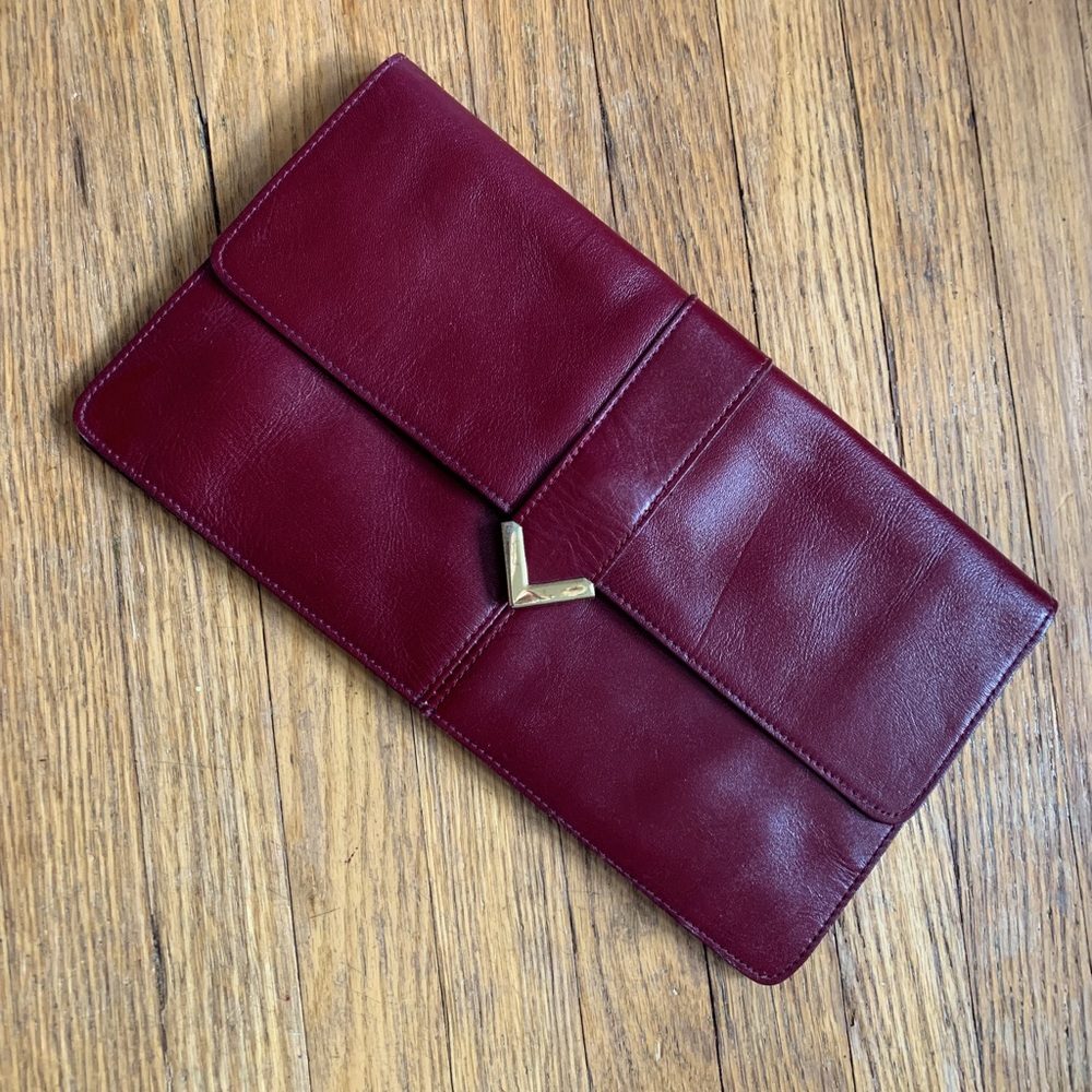 Amazing 1980’s Leather Clutch🌹Burgundy/Oxblood🌹